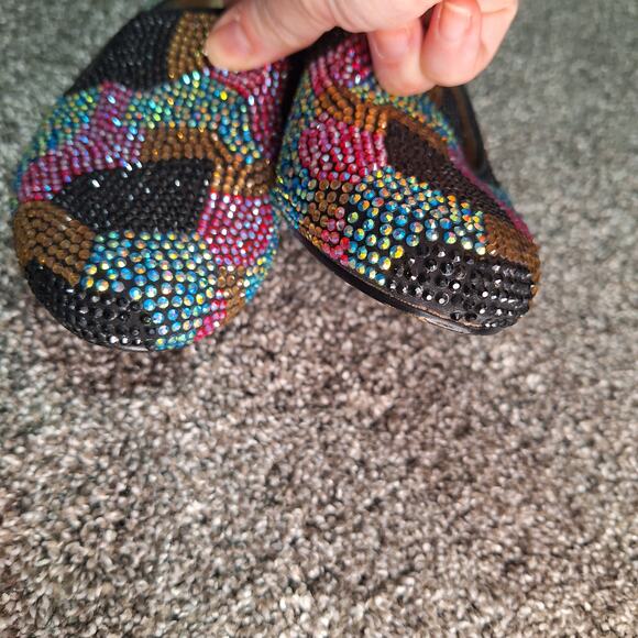 Steve Madden Conncord Multi-Color Rhinestone 7.5 Studded Loafer Jeweled Flats - Picture 6 of 8